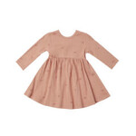 Quincy Mae Ribbed Long Sleeve Dress Bows 4-5Y