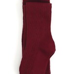 Little Stocking Co. Burgundy Cable Knit Tights