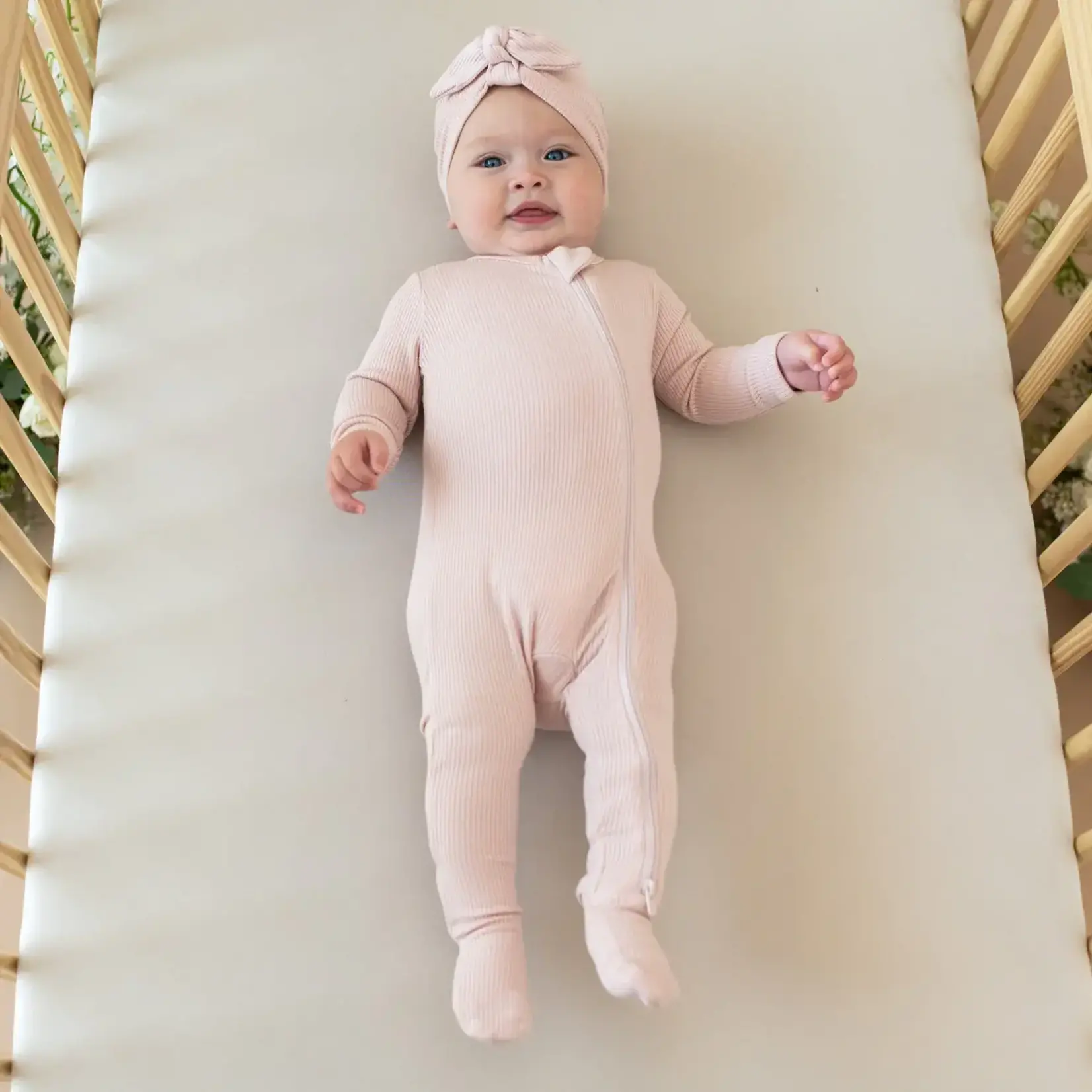 Kyte Baby Zippered Footie in Blush Ribbed