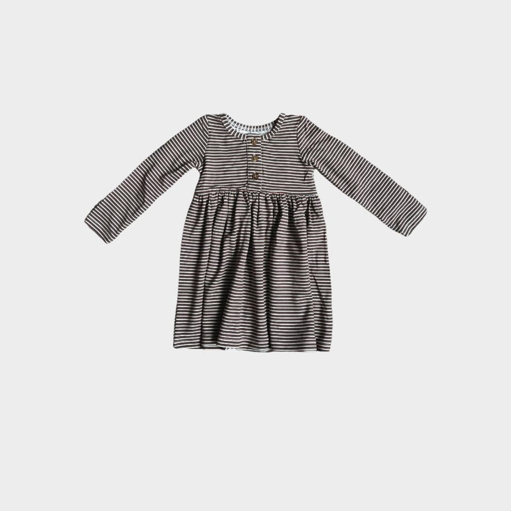 babysprouts clothing company Long Sleeve Henley Dress in Christmas Stripe