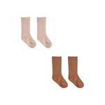 Quincy Mae Socks 2pk -  Blush/Clay