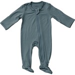 Mebie Baby Bamboo Zipper Footie - Dusty Blue x