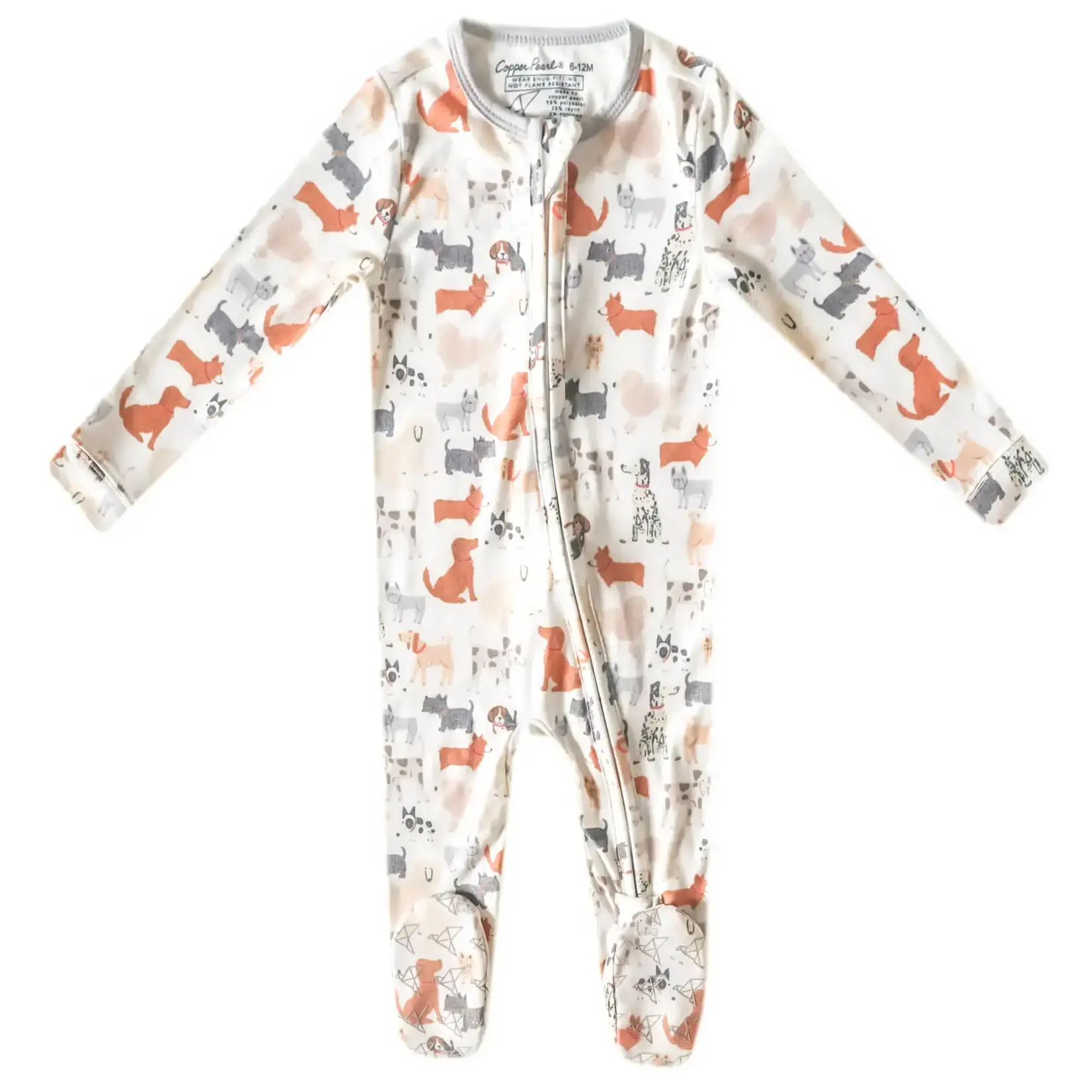 Copper Pearl Zipper Footie - Rufus