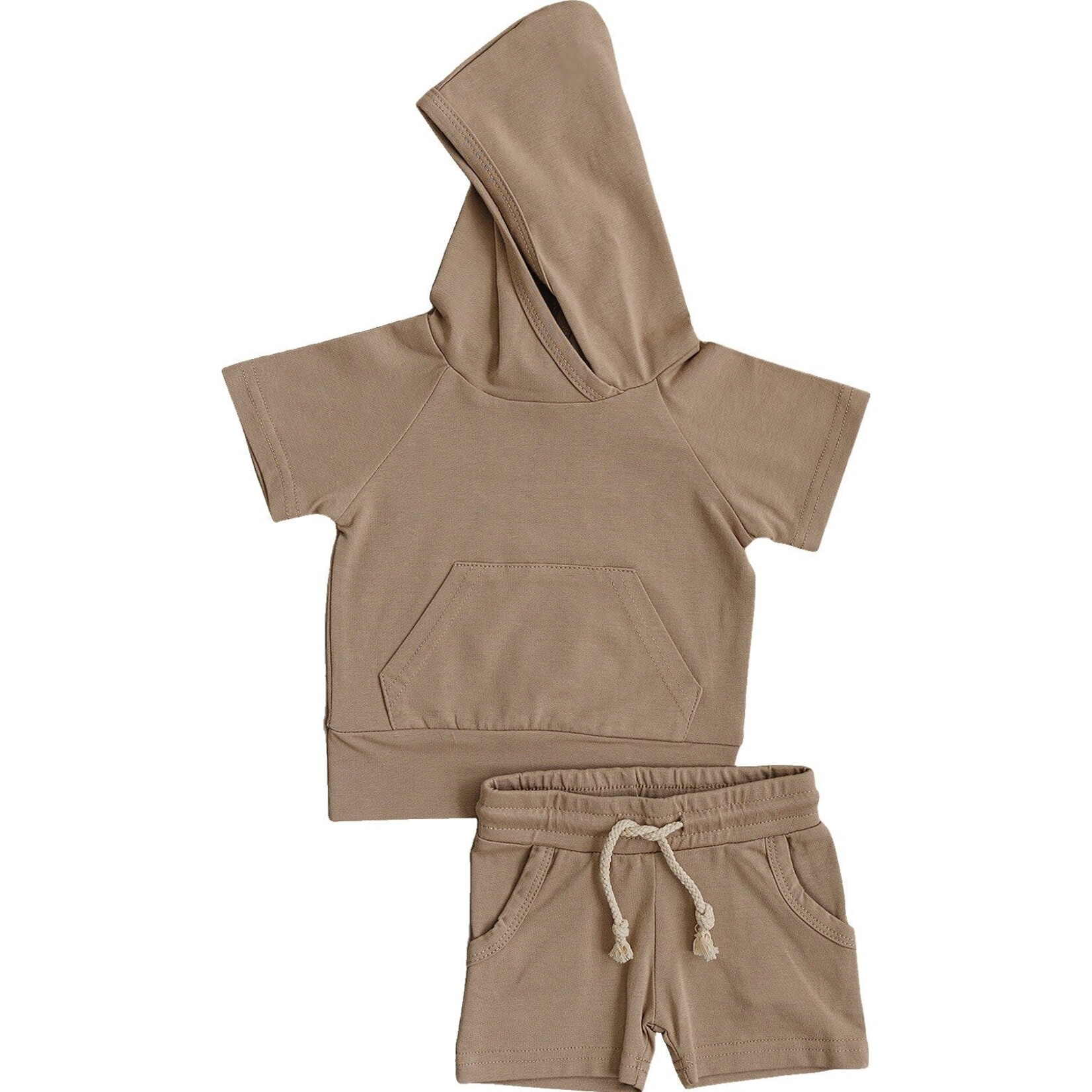 Mebie Baby Sand Hooded Tee and Pocket Short Set