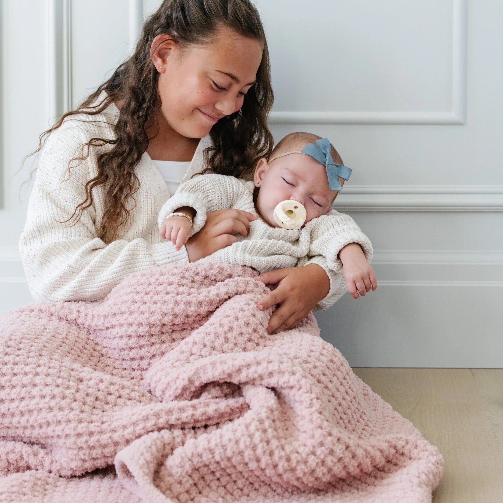 Saranoni Receiving Blanket Waffle Knit - Rosette