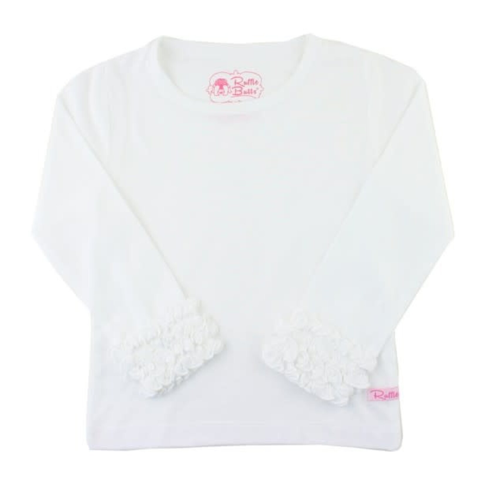 RuffleButts Ruffled LS Layering Tee, White