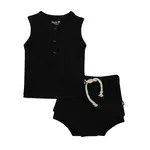Kyte Baby Ribbed Henley Tank Set in Midnight