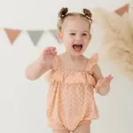 babysprouts clothing company Baby Gauze Bubble Romper in Pink Lemonade Checkered