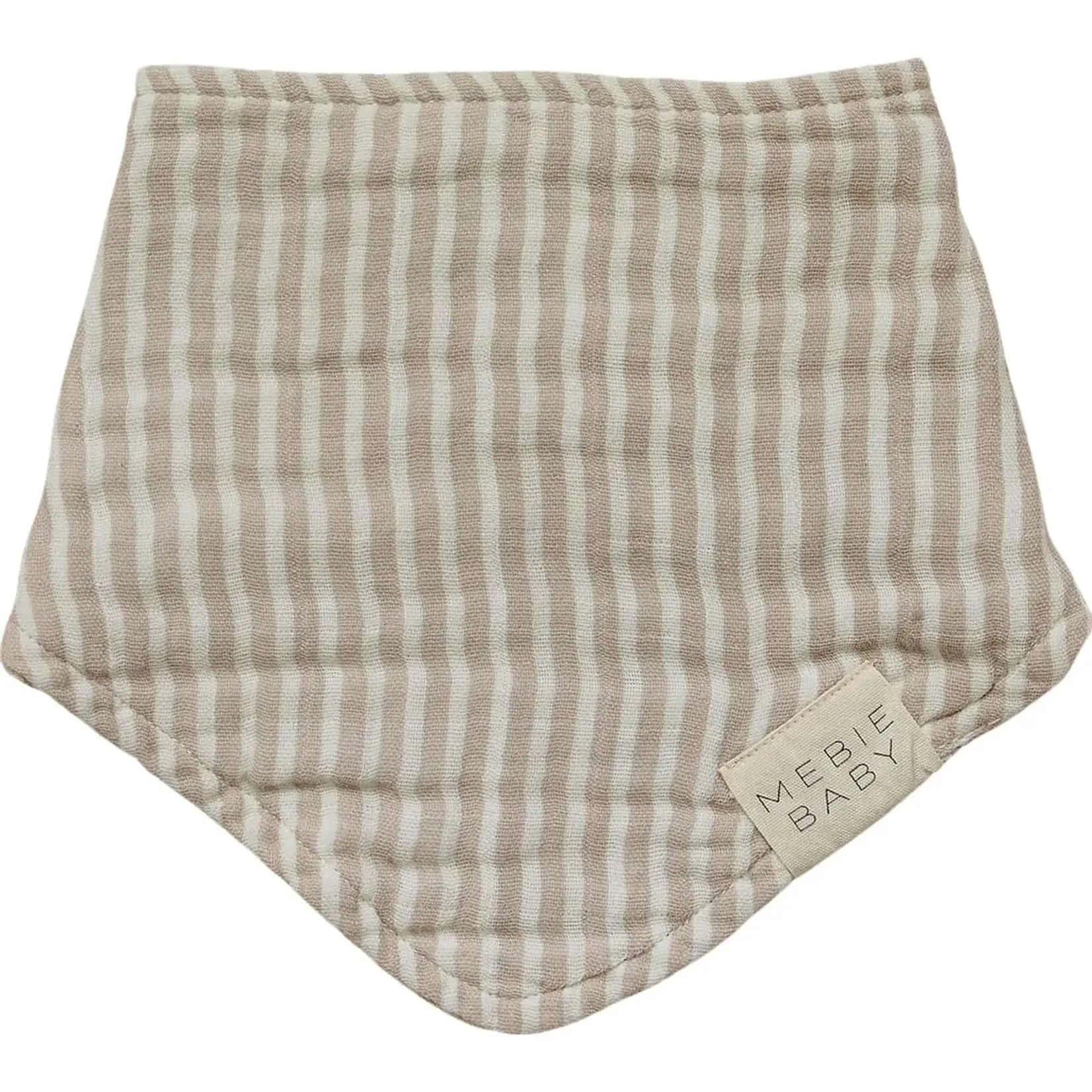 Mebie Baby Bib - Taupe Stripe Muslin Bib