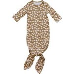 Mebie Baby Knot Gown - Mustard Floral Bamboo