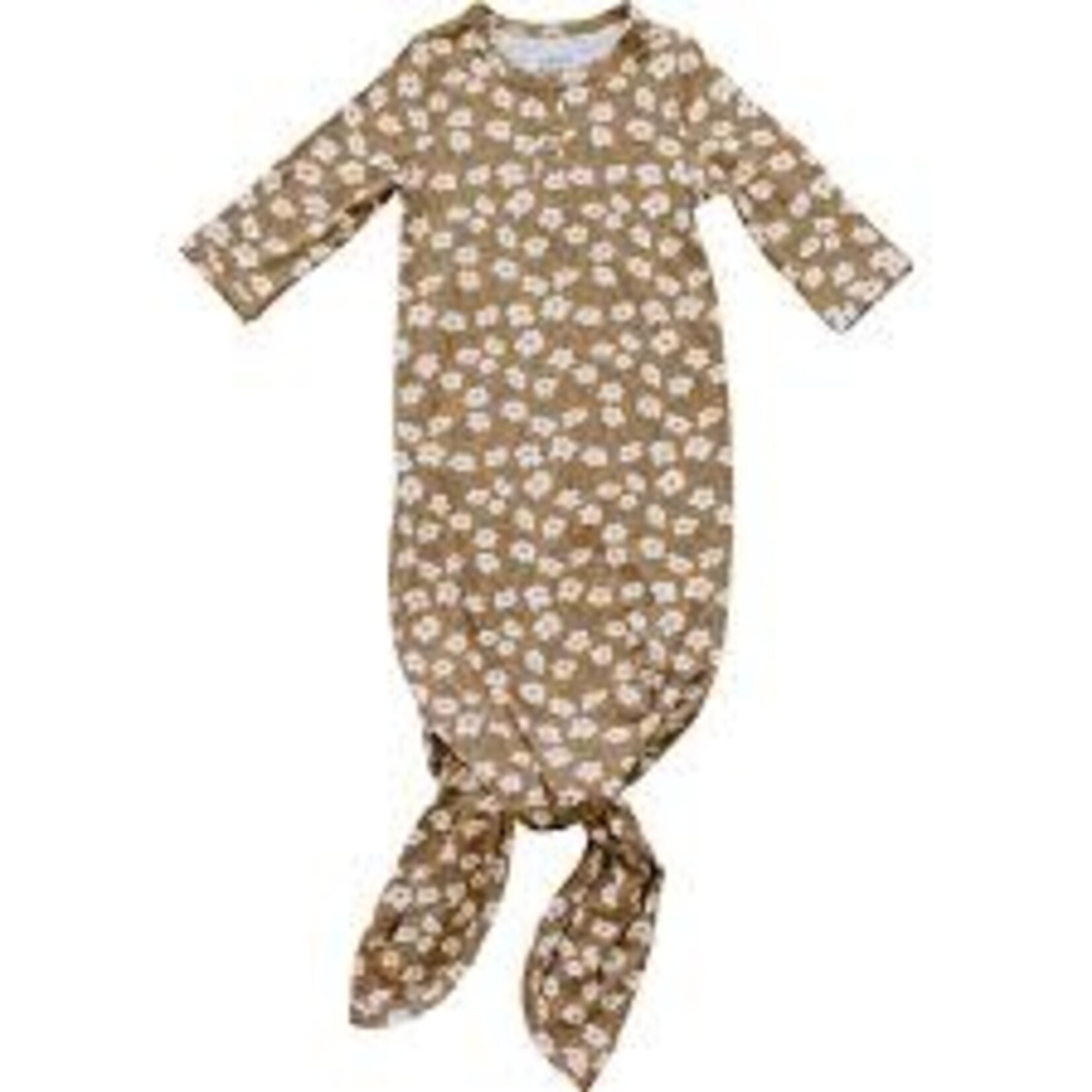 Mebie Baby Knot Gown - Mustard Floral Bamboo