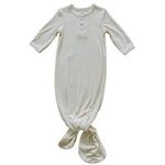 Mebie Baby Knot Gown - Cream Ribbed Bamboo