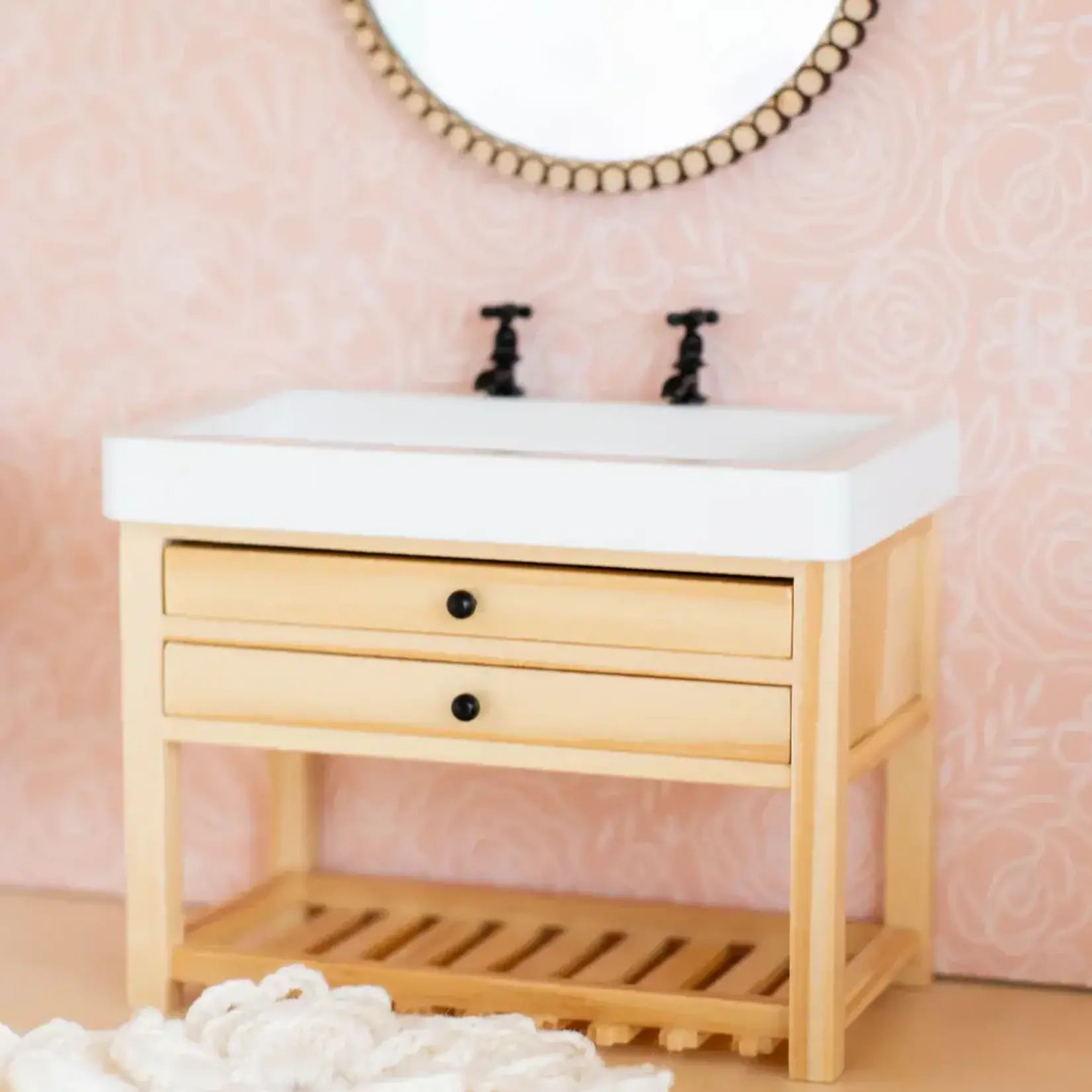 Macy Mae Dollhouse Designs Double Faucet Bathroom Vanity | Wood & White