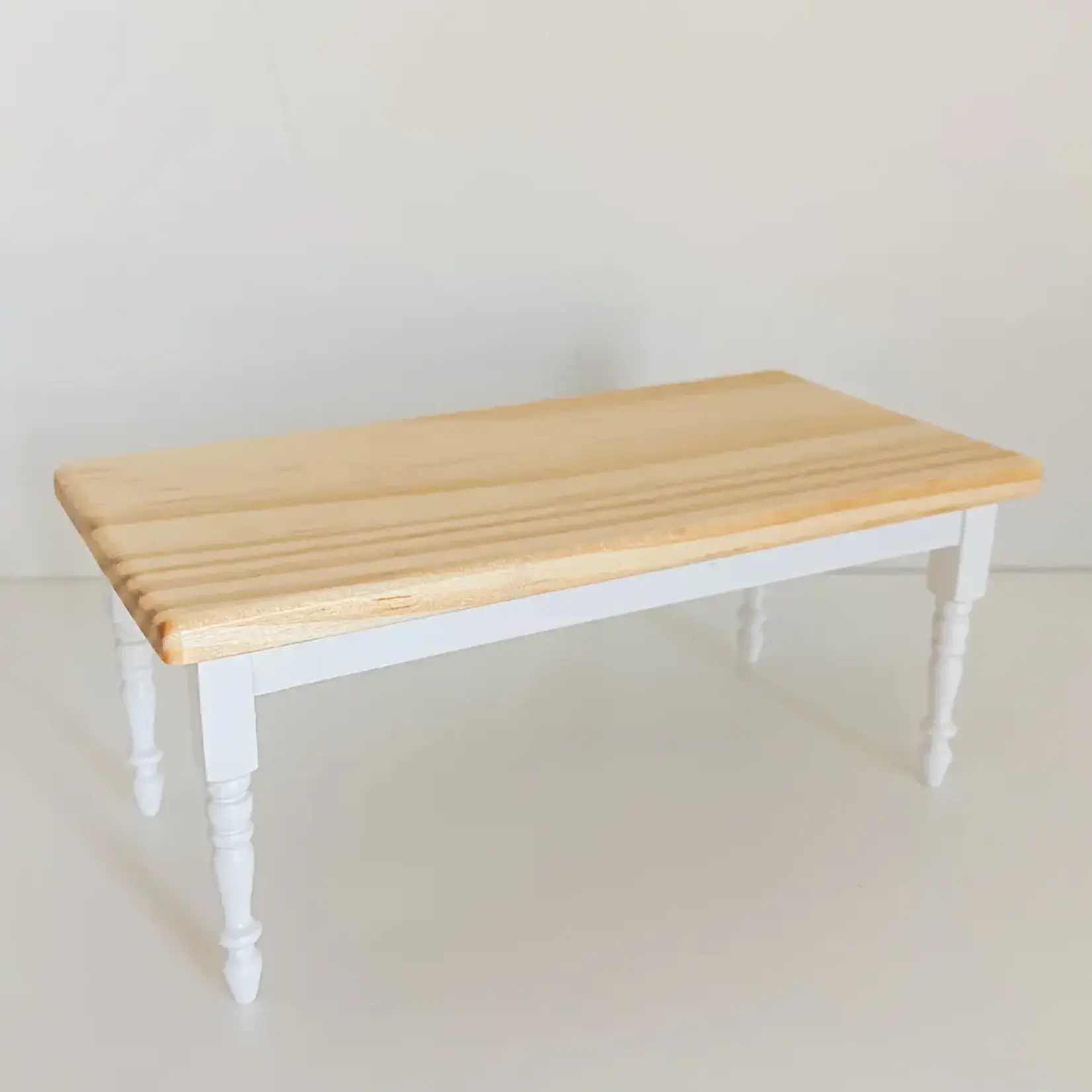 Macy Mae Dollhouse Designs Farm Style Dining Table | Natural Wood & White
