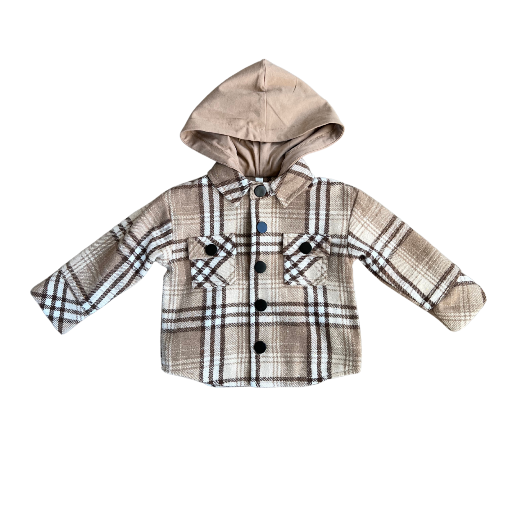 babysprouts clothing company Hooded Shacket | Mocha Plaid
