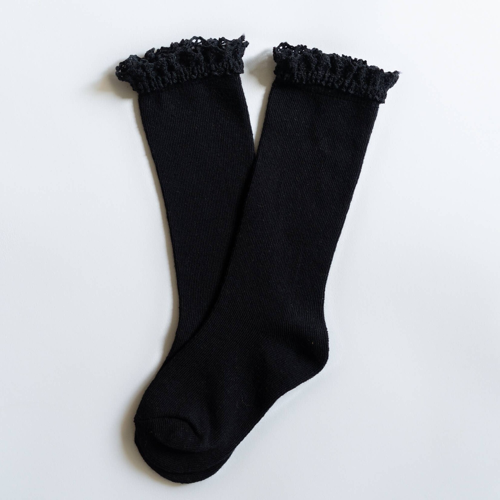 Little Stocking Co. Lace Top Knee High Socks | Black