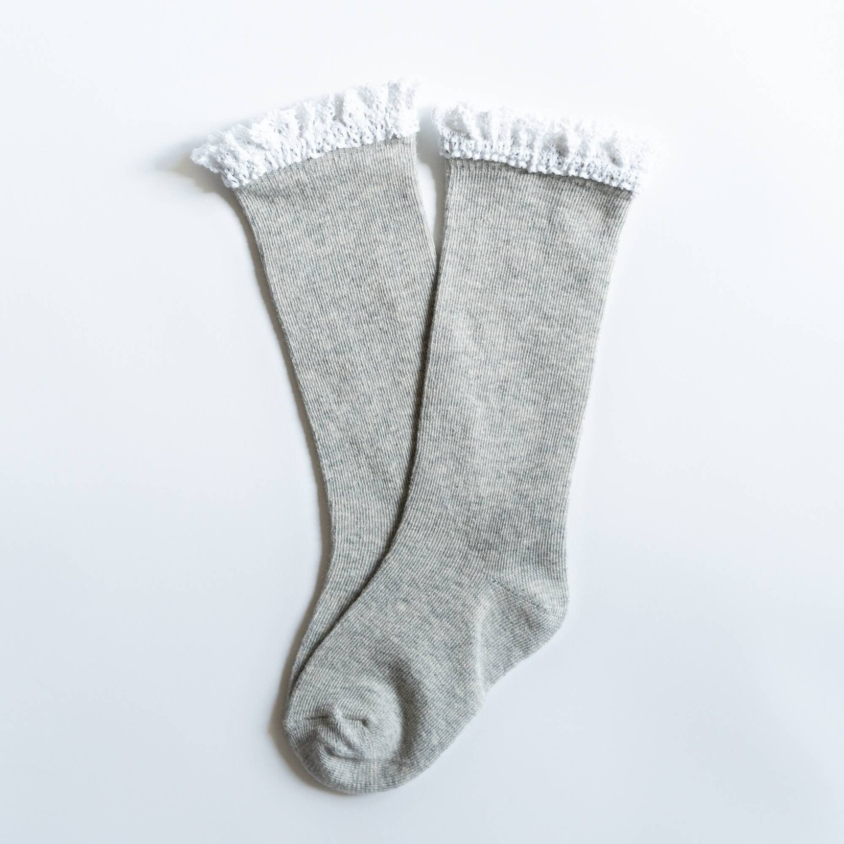 Little Stocking Co. Lace Top Knee High Socks | Gray