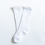 Little Stocking Co. Lace Top Knee High Socks | White