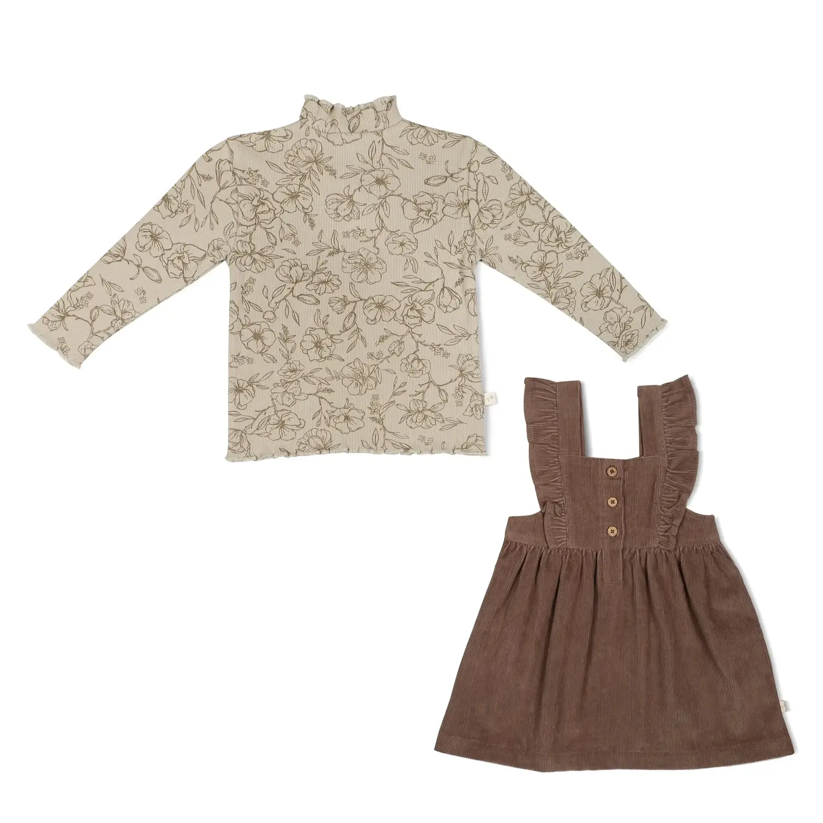 Makemake Organics Organic Corduroy Ruffle Dress | Espresso |
