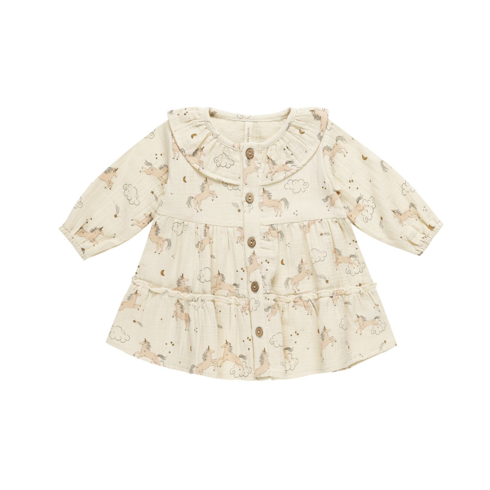 Quincy Mae Ruffle Collar Button Dress | Unicorns