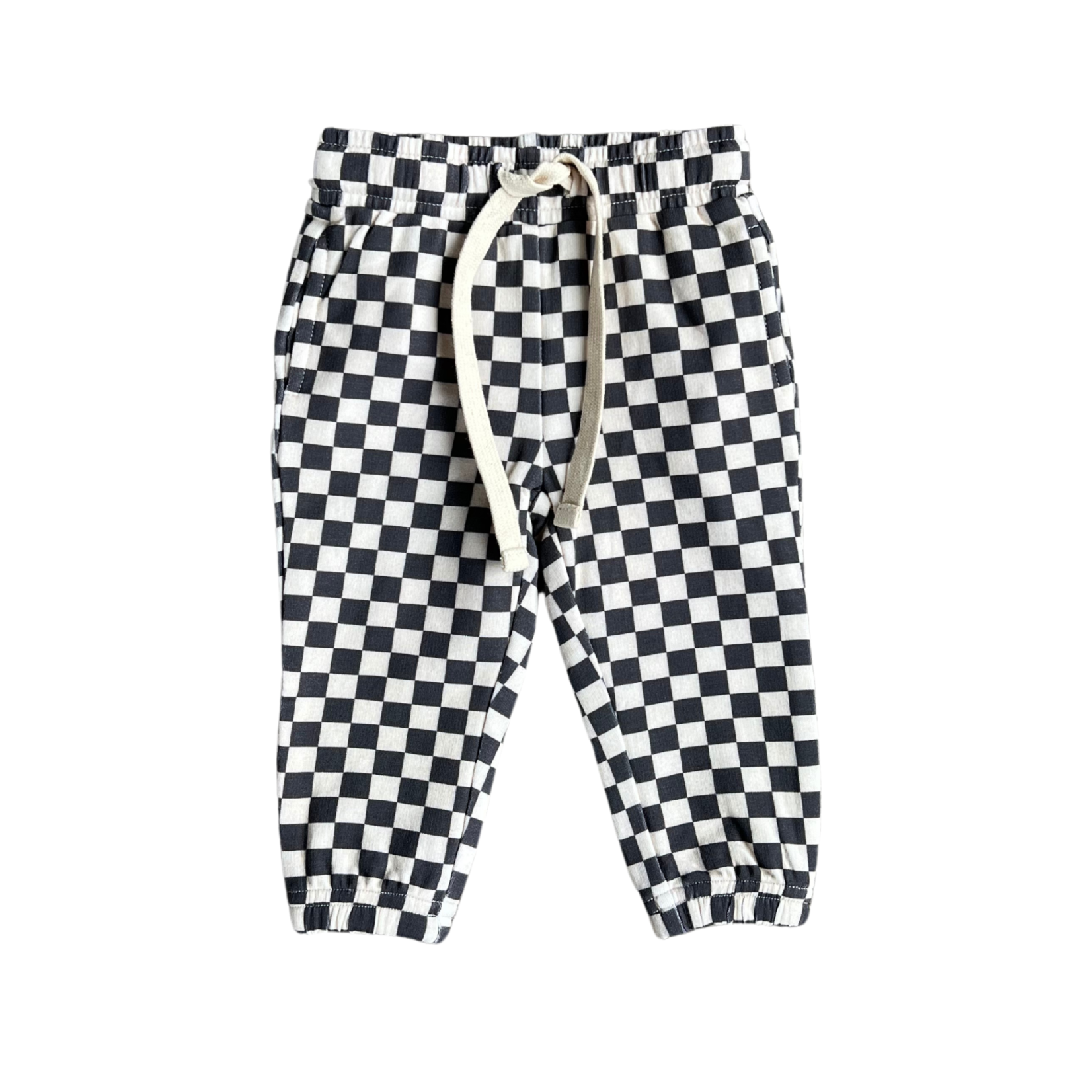 babysprouts clothing company Boys Joggers | Checkered in Gray Wash