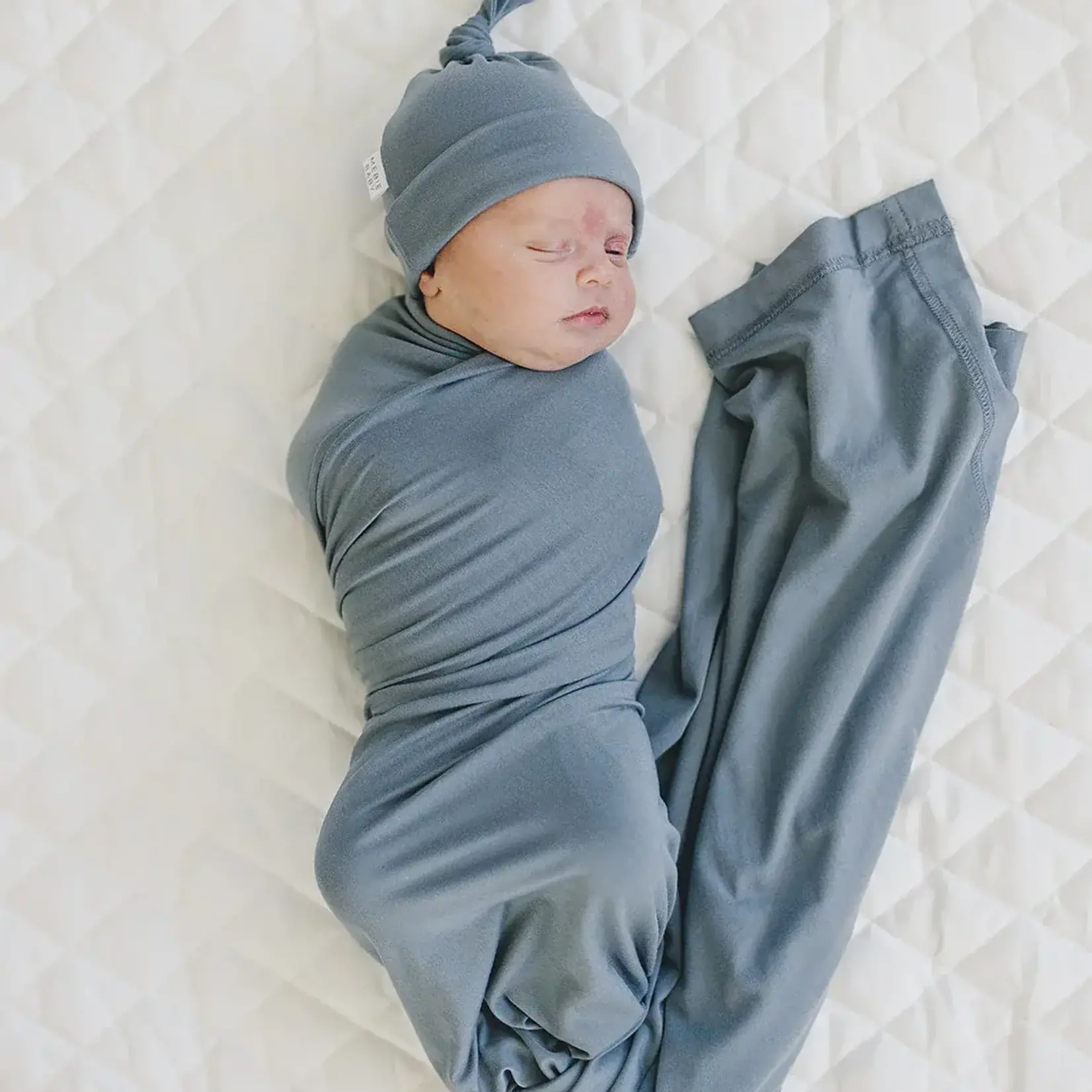 Mebie Baby Bamboo Stretch Swaddle - Dusty Blue