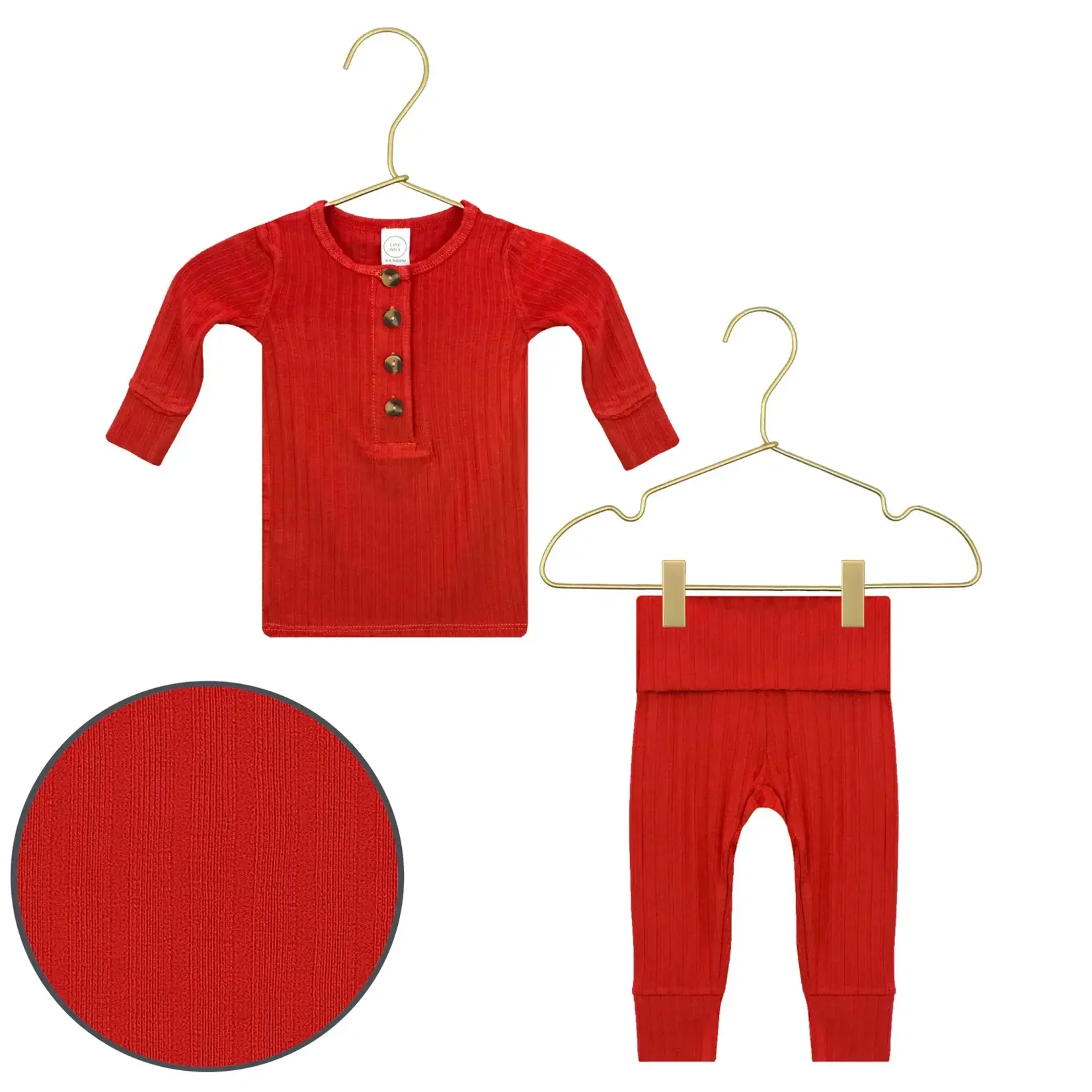 Lou Lou and Company Top + Bottoms Set - Sterling Red Ribbed