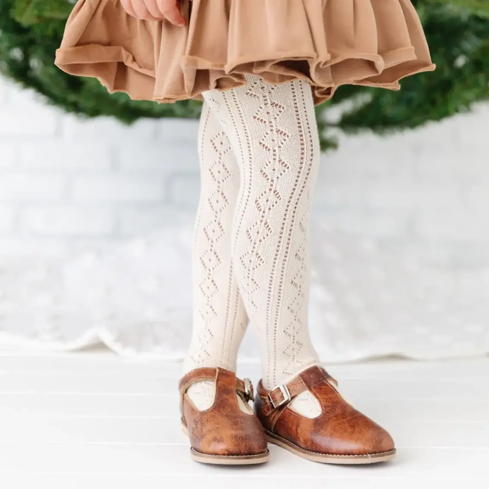 Little Stocking Co. Fancy Knit TIghts - Vanilla