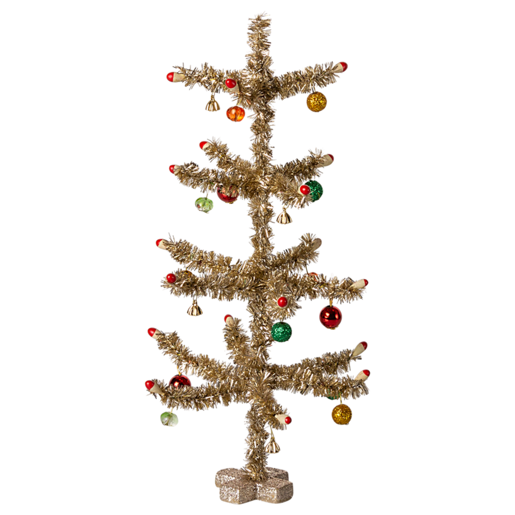 Maileg Christmas tree, Gold - Red and green decoration