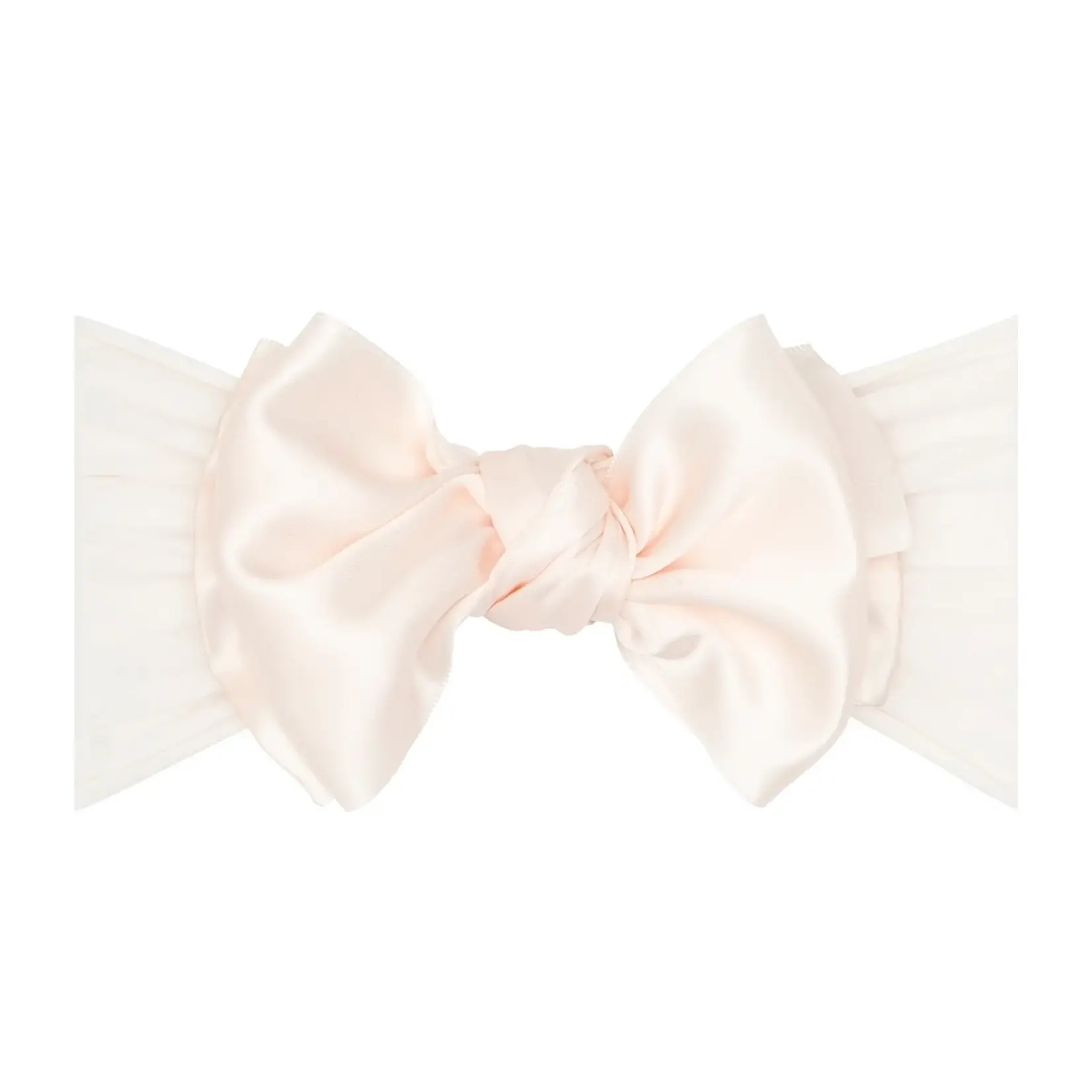 Baby Bling Bows Soft Nylon Headband with Satin Bow - Ballet Pink