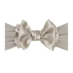 Baby Bling Bows Soft Nylon Headband with Satin Bow - Mushroom