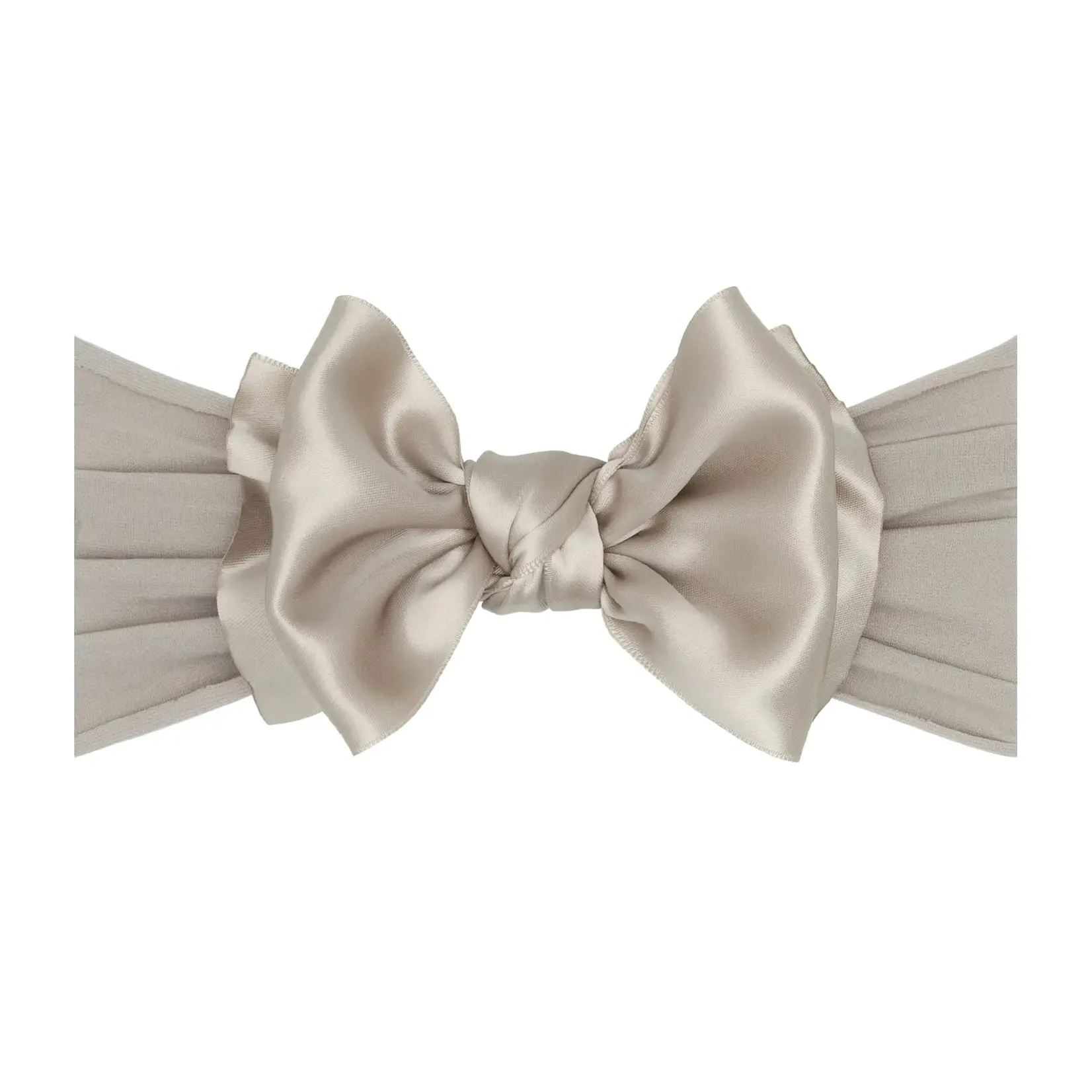 Baby Bling Bows Soft Nylon Headband with Satin Bow - Mushroom
