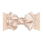 Baby Bling Bows Soft Nylon Headband with Satin Bow - Petal