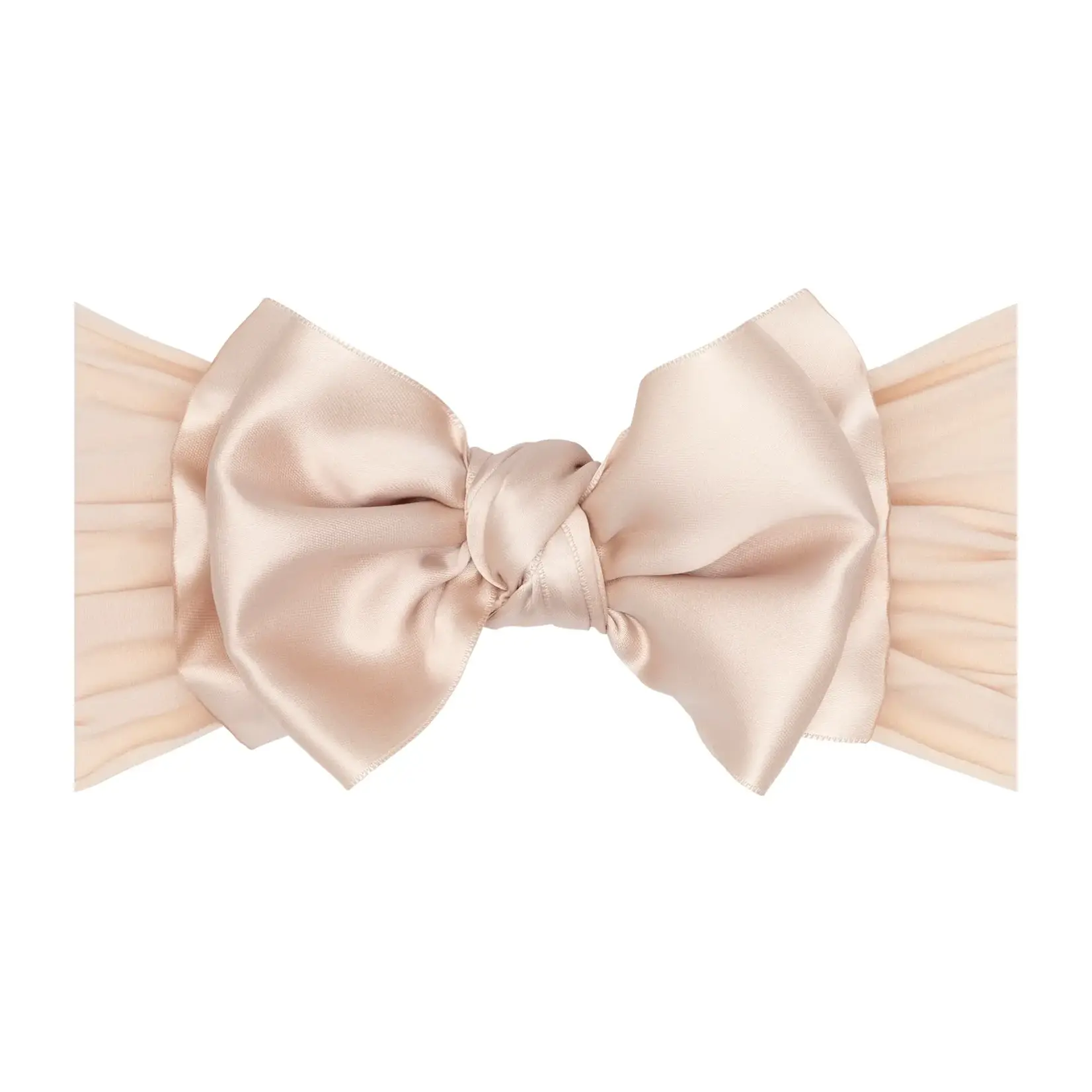 Baby Bling Bows Soft Nylon Headband with Satin Bow - Petal
