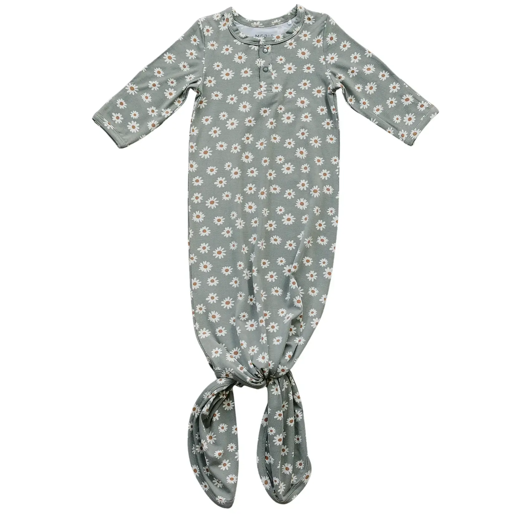 Mebie Baby Knot Gown - Light Green Daisy Bamboo