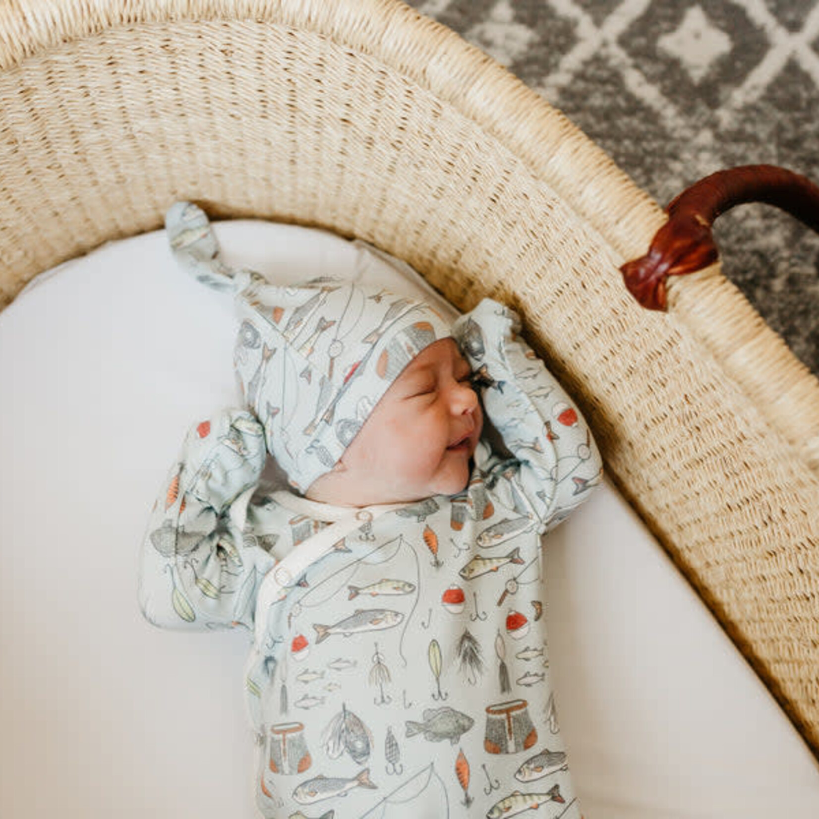Copper Pearl Newborn Knotted Gown - Trout