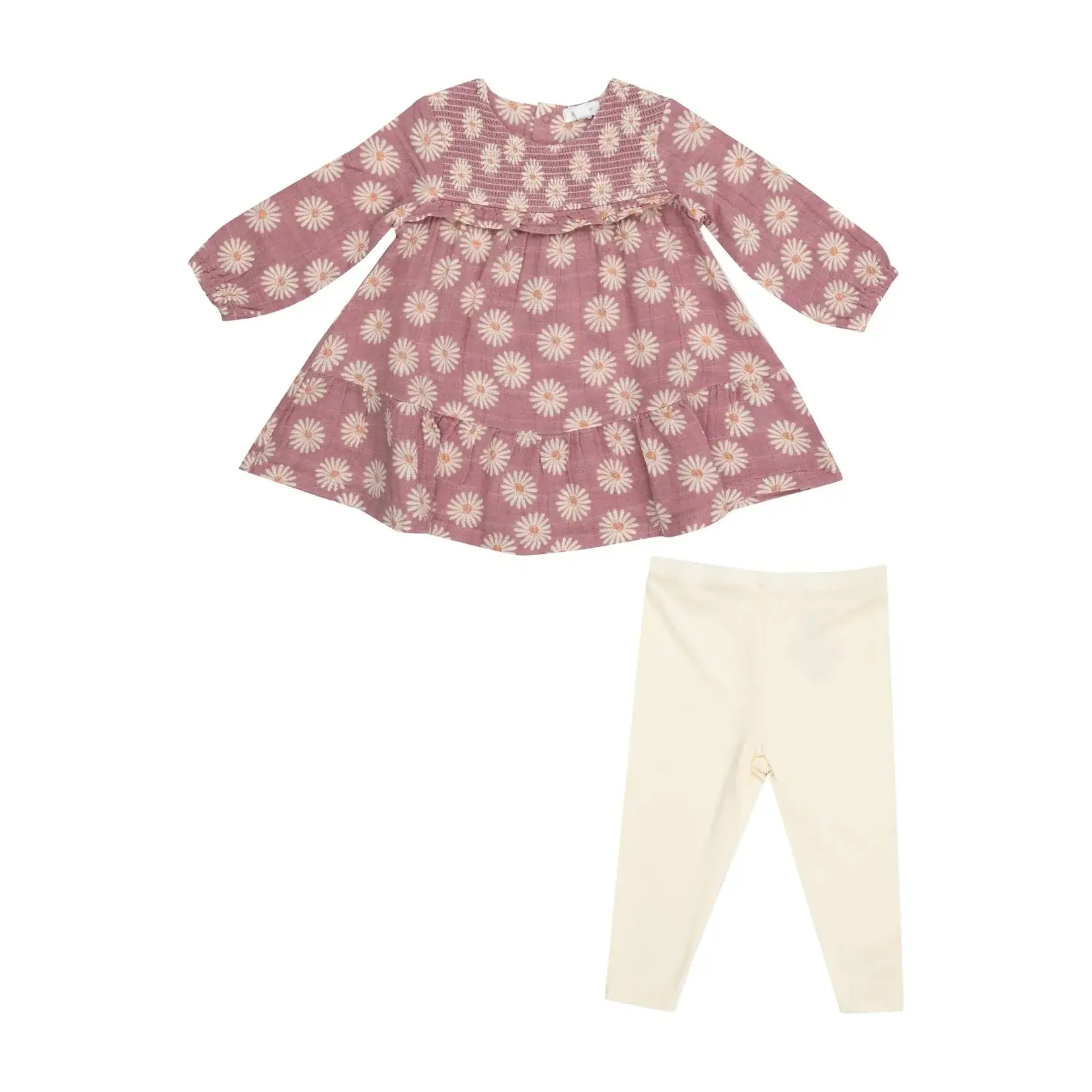 Angel Dear Smocked Ruffle Dress and Ribbed Legging | Daisy Dynamo