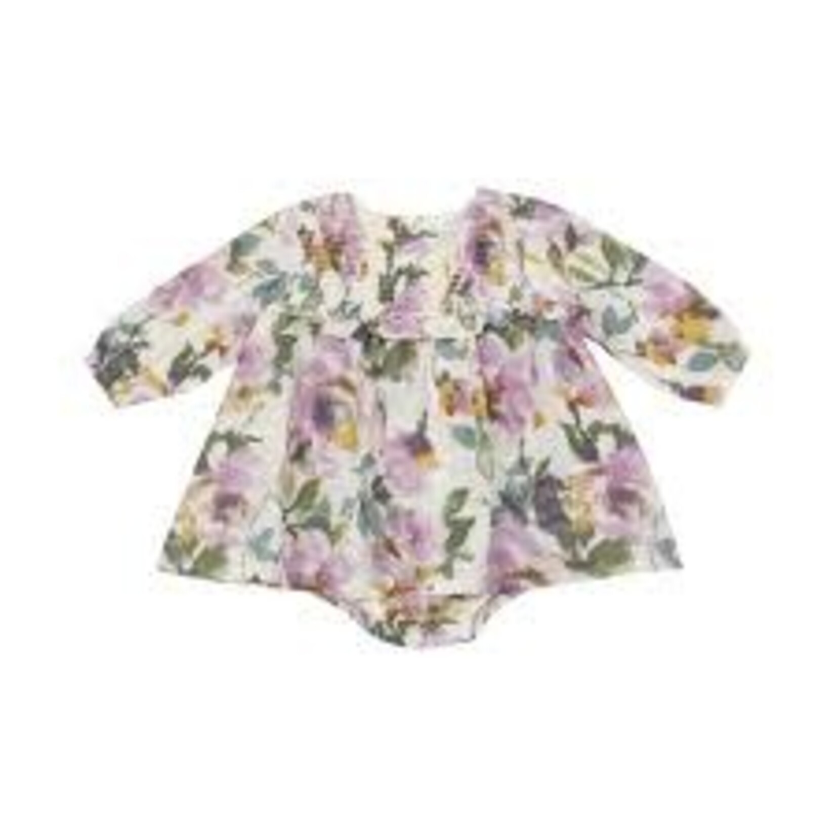 Angel Dear L/S Smocked Ruffle Bubble | Watercolor Rose