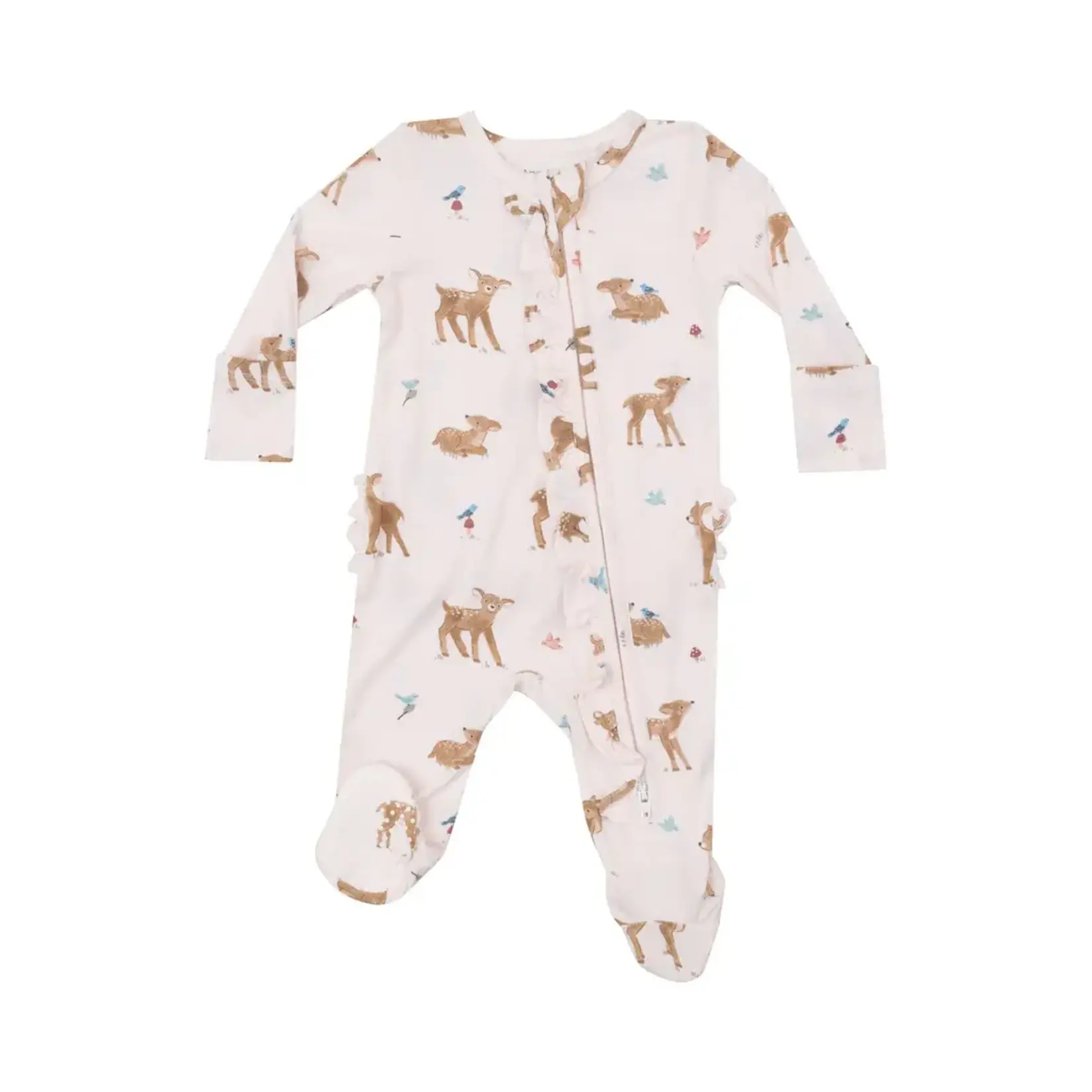 Angel Dear Zipper Ruffle Footie | Soft Deer