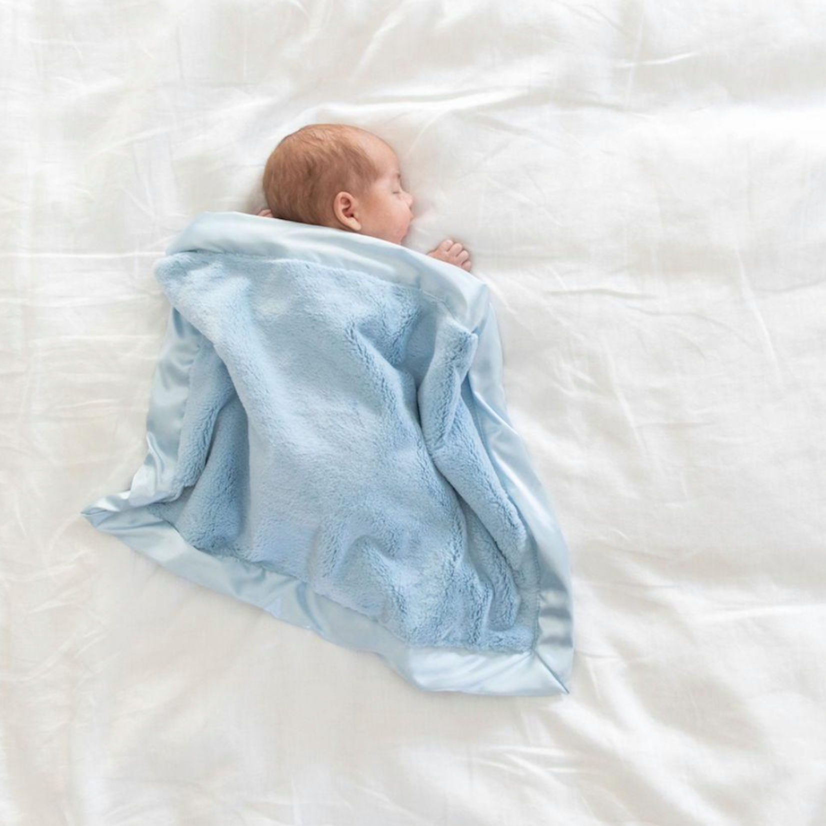 Saranoni Mini Blanket Lush Satin Border -  Light Blue
