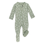 L'ovedbaby 2-Way Zipper Footie | Seafoam Bloom Organic Cotton