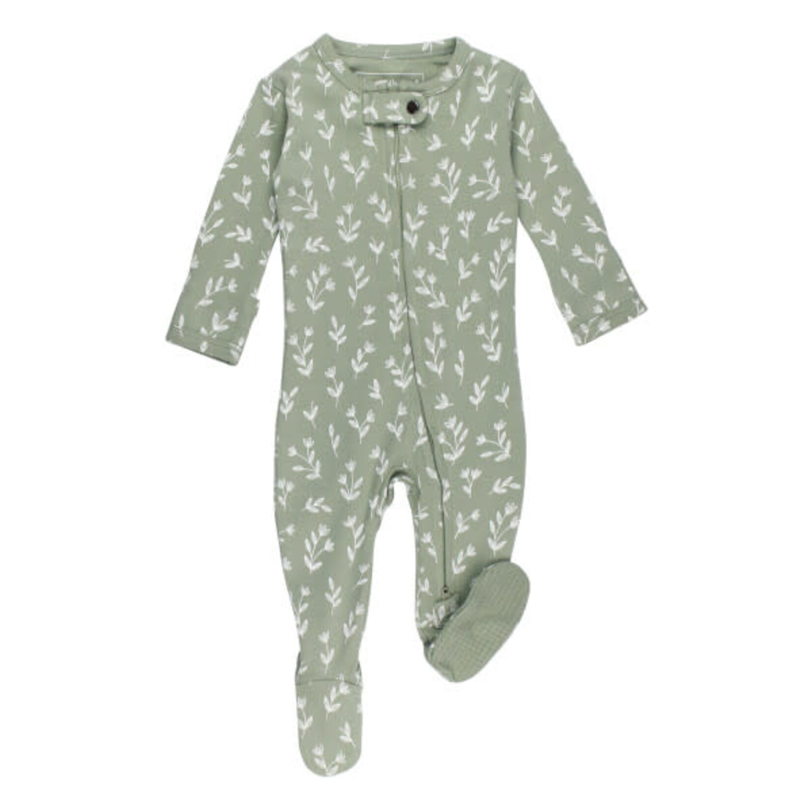 L'ovedbaby 2-Way Zipper Footie | Seafoam Bloom Organic Cotton
