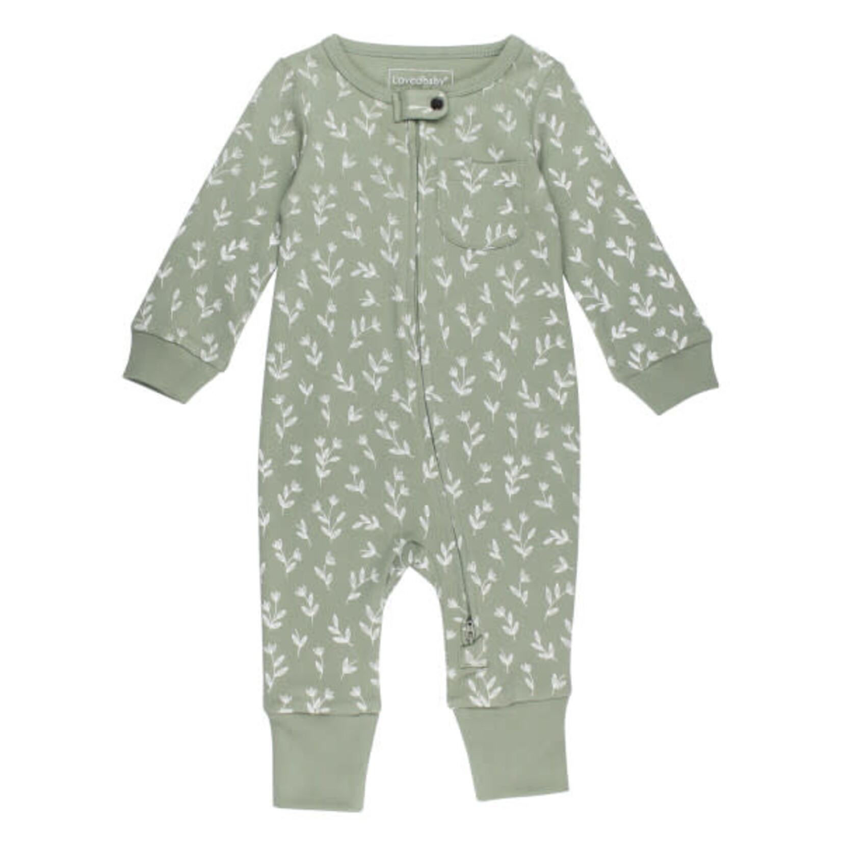 L'ovedbaby Footless 2-Way Zipper Romper | Seafoam Bloom Organic Cotton
