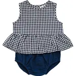Mebie Baby Peplum Set | Navy Gingham
