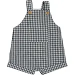 Mebie Baby Short Linen Overalls | Navy Gingham