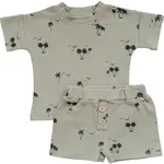 Mebie Baby Baby Button Short Set | Palm Tree