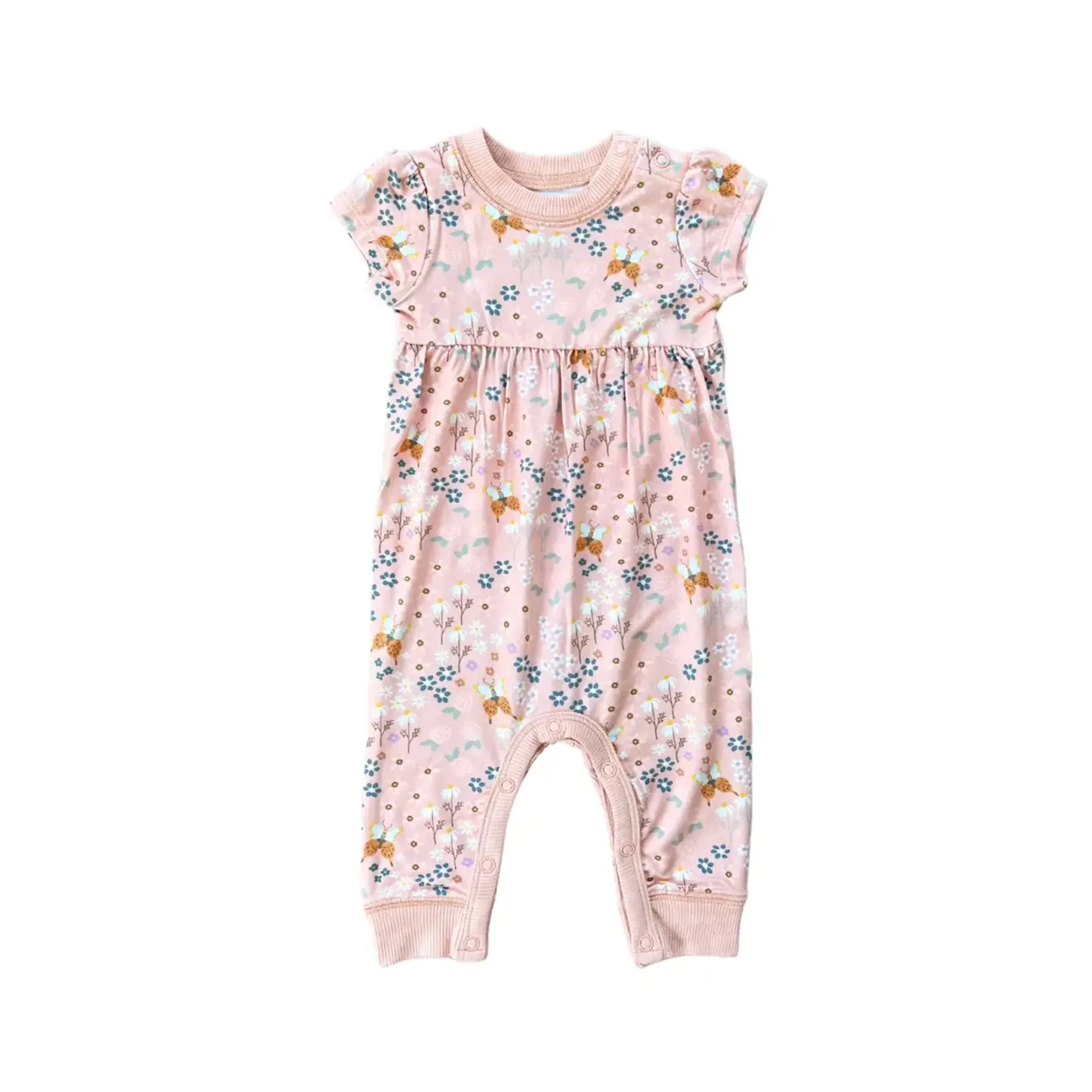 babysprouts clothing company Short Sleeve Pant Romper | Butterfly Garden