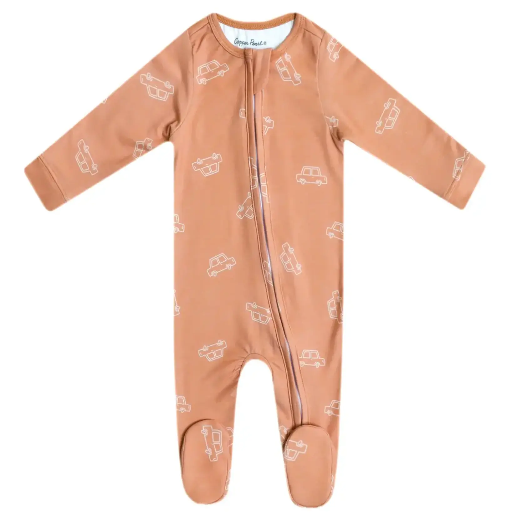Copper Pearl Zipper Footie - Cooper