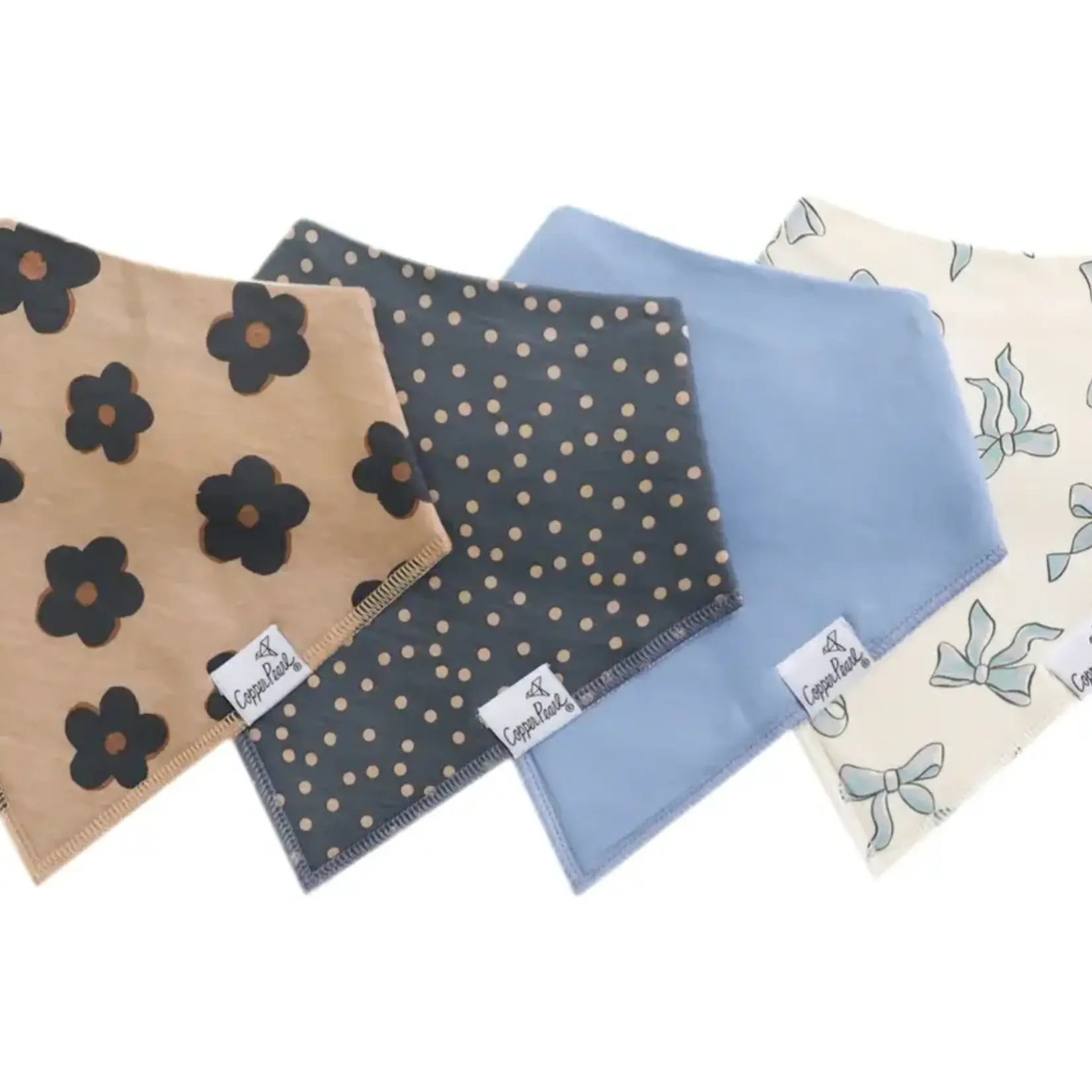 Copper Pearl Baby Bandana Bibs - Gemma in Tan - 4 pack