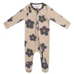Copper Pearl Zipper Footie - Gemma in Tan